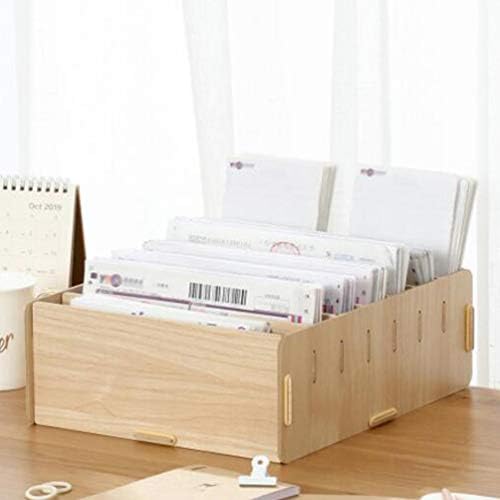 YARNOW Wooden Office Supplies Storage Box 12.59X10.43X4.33 Inch Vintage Desktop Organizer with Compartments for Home Bedroom and Office Use - Image 2