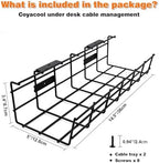 Under Desk Cable Management- 6 Pack Cord Organizer. Metal Wire Cable Management Tray for Office, Studio and Home. Super Sturdy Under Table Cable Managements - Black Cable Organizer - Image 5