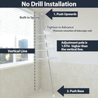Corner Shower Caddy Tension Pole, 4 Adjustable Shelves, 39-125 Inch, White - Image 6
