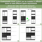 Besiost Closet System, Up to 128.6"/10.7 FT Closet Organizer with 4 Wooden Drawers and Shelves, Walk-in Closet System with 6 Hanging Rods, Built-in Closet Can Fit 96"/8FT, 120"/10FT, Black Set 2 - Image 4