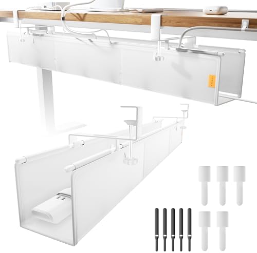 39" No Drill Under Desk Cable Management Tray (White) by NODOCA