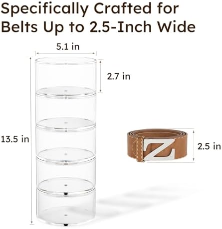 FEMELI Acrylic Belt Storage Organizers For Closet 5-Layer Clear Belt Holder - Image 3