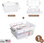 Citylife 17QT Clear Craft Organizers and Storage Box with Removable Tray - Image 2
