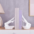 White Legs Sculpture Bookends for Shelves, Modern Book Ends Decorative - Image 2