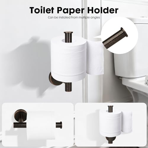 Oil Rubbed Bronze Bathroom Hardware Accessories Set 5 Piece, Stainless Steel Towel Bar Set 24 Inch,Toilet Paper Holder,Towel Ring Holder,Towel Rack Set,Brushed Bronze Bathroom Accessories Kit - Image 5