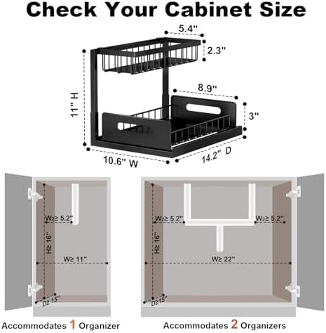 REALINN Under Sink Organizer, L-Shaped Pull Out Cabinet Organizer, Kitchen - Image 2