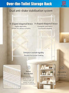 Over The Toilet Storage Cabinet, 4-Tier Bathroom Organizer (White) - Image 2