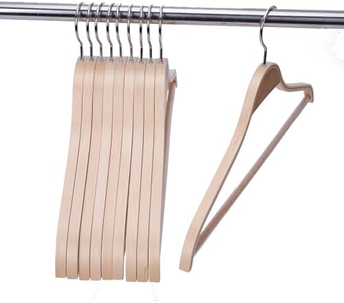 Wooden Coat Hangers 30 Pack, Lightweight Slim Wood Clothes Hangers with Non-Slip Pant Bar, No Notches, Space Saving Suit and Coat Hangers, Natural Finish - Image 4