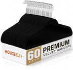 HOUSE DAY Black Velvet Hangers 60 Pack, Sturdy Non Slip Hanger Wrinkle-Free by HOUSEDAY