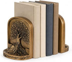 Resin Tree of Life Bookends Set, 2Pcs Decorative Non-Skid Book Ends for Heavy Books, Shelves, Bookcase or Desk - Antique Bronze Color Home Décor Gift, Library and Office Decor by XIYOUQI