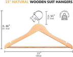 Amber Home 20 Pack 15" Natural Wooden Clothes Hangers for Woman - Image 2