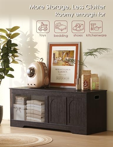 DINZI LVJ Storage Chest, Wooden Toy Box, Espresso 47.2" L - Image 6