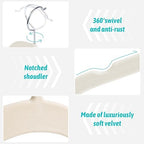 Sishynio Velvet Hangers 30 Pack, Non-Slip Slim Felt Clothes Hangers Beige - Image 5