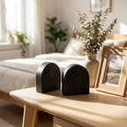 Black 2 Pcs Boho Arch Concrete Bookends for Shelves, Rainbow - Image 6