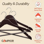 Cherry Wooden Hangers 80 Pack – Heavy-Duty with 360° Swivel Hook, Non-Slip, Pants Bar & Shoulder Grooves - Wooden Hangers for Suits, Jackets, Dresses & Camisoles, Space-Saving and Smooth Finish - Image 4