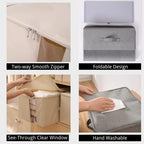 Under Bed Storage with Clear window/ 600D Sturdy Fabric, Underbed Storage Containers Bags for Clothes, Clothing, Blanket, Comforters Organizer (XL（19.7x15.7x12.6in） for 1 comforter, Beige) - Image 5
