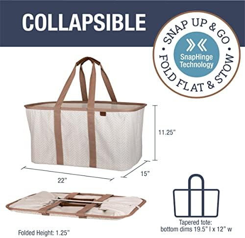 CleverMade Collapsible Laundry Baskets, 50L LUXE Tote 2 Pack, Cream - Image 2