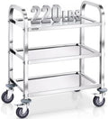 VEVOR Stainless Steel Cart, 3 Layers Lab Utility Cart 220 lbs Weight Capacity, Medical Cart with Lockable Universal Wheels, for Lab, Clinic, Kitchen, Salon by VEVOR