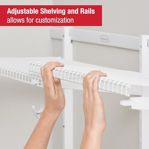 Rubbermaid Configurations Custom Closet Kit, 2-4 Ft. Adjustable Metal Wire Shelving, White Finish, Expandable Organization System, Hardware Included, for Home Closet/Pantry/Laundry/Mudroom - Image 3