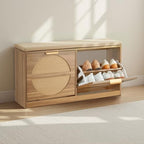 VEVOR Entryway Shoe Storage Bench 38.9" Wide 2-Tier Shoe Bench Rattan - Image 2
