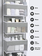 Yecaye Over the Door Storage Organizer for Nursery Closet 6 Tier Grey - Image 5
