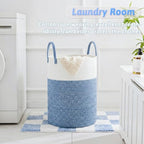 Laundry Basket,Woven Cotton Rope Laundry Hamper,100L for Decor Storage of Dirty Clothes,Toys and Blankets in Bathroom,Baby Room and Living Room - Image 5