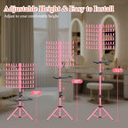 OLMRJKD Braiding Hair Rack with Tray, 144 Pegs Height Adjustable Braiding Rack, 2-side Hair Extension Holder Hanger, Hair Stand with Stylist Hair Braiding Tools for Hair Salon Home Traveling (Pink) - Image 4