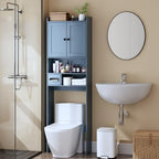 Over the Toilet Storage Cabinet,Tall Slim Bathroom Organizer with Doors, Adjustable Shelves & Built-in Toilet Paper Holder, Space-Saving Above Toilet Cabinet for Small Bathroom (Navy Blue) by Nivisre