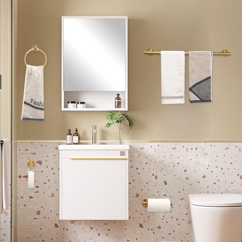 Brushed Gold Bathroom Hardware Accessories Set 5 Piece, Stainless Steel Bath Towel Bar Set 24 Inch,Toilet Paper Holder,Towel Ring Holder,Towel Rack Set,Gold Bathroom Accessories Kit - Image 2