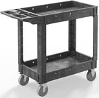 Plastic Utility Cart on Wheels, 40 x 17 Inch Rolling Service Cart-Gray by WanmwillToolOrganizer