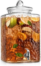 5 GALLON Drink dispenser, Glass Beverage Dispenser With Glass Lid, Large Water Drink Dispensers for Parties With 100% Leak Proof Spigot, Ideal for Lemonade,Juice, Tea, and Party Drinks by MosJos