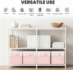 Large Closet Organizer Bins with Lids 8 Pack - Pink Storage Baskets for Shelves Nursery Bedroom Dorm RV - Stackable Decorative Closet Organization Box with Handles for Clothes Purse Blanket Towel - Image 6