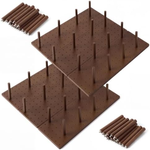 Kigley 3 Pcs Wood Pegboard Drawer Organizer(Dark Brown,17 x 5.91 Inch,Pine) by Kigley