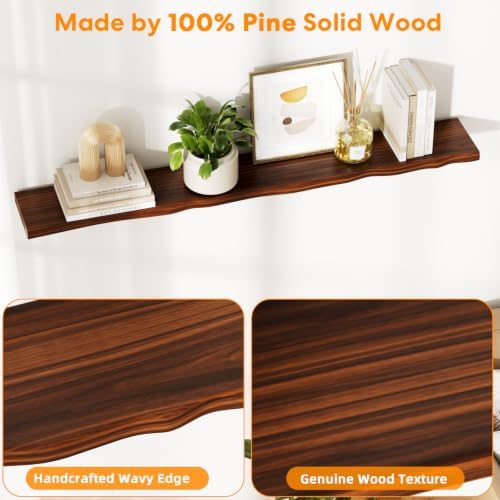 Organic Wavy Edge Floating Shelves,Hidden Brackets,1 Pack 55 in - Image 5