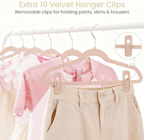 Velvet Kids Hangers, Felt Kid Hanger for Teen, 14 in, Pink, 30 Pack - Image 4
