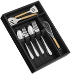 Yofidra Bamboo Silverware Organizer, 13.8 x 9.84 x 1.96 Inches Kitchen Utensil Drawer Organizer, Silverware Tray for Drawer with Fixed Slots for Spoons, Forks & Knives, Natural (Black) by Yofidra