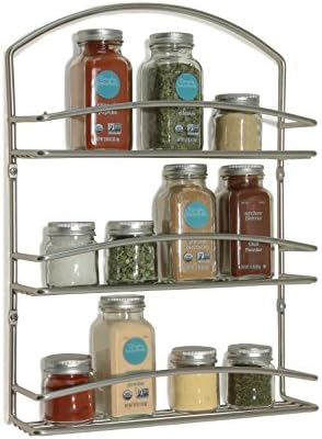 Spectrum Wall Mount Spice Rack 3 Tier Satin Nickel Metal Kitchen Spice Organizer, Wall Mounted Spice Rack Organizer for Kitchen Cabinet Pantry, Steel Wire Design for Wall Hanging Spice Storage - Image 4