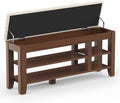 Shoe Bench for Entryway, Solid Rubberwood Shoe Bench with Hidden Storage, Adjustable 2-Tier Shelves & Soft PU Leather Seat, Shoe Rack Durable Easy Assembly for Hallway or Bedroom - Beige, 47.2" by Rosedate