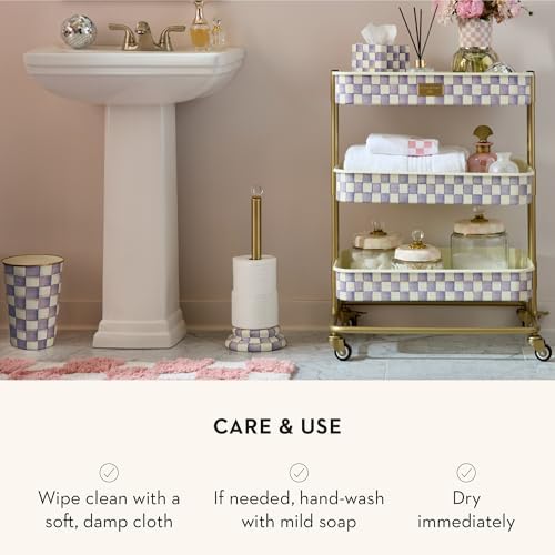 MACKENZIE-CHILDS Toilet-Tissue Storage, Purple-and-White Violet Check - Image 5