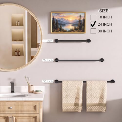 FORIOUS Bathroom Accessories, 4-Piece Bathroom Hardware Set - 24" Towel Bar - Image 4