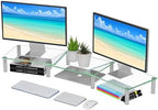 Simple Trending Glass Dual Monitor Stand, Adjustable Length/Height, Clear by SimpleTrending