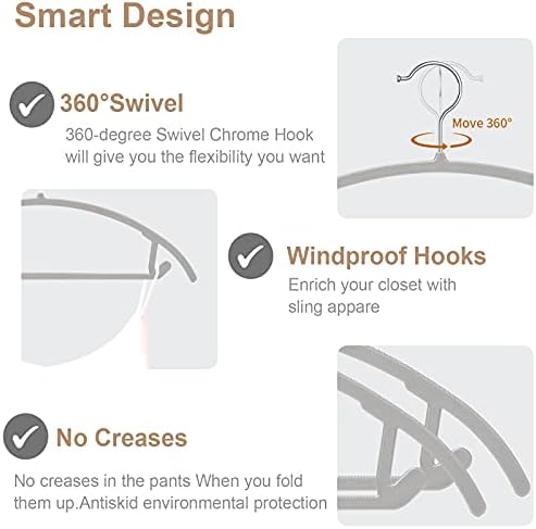 TIMMY 50 Pack No-Bump Plastic Clothes Hangers, Gray, Non-Slip, Space-Saving - Image 3