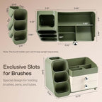 Large Capacity Makeup Organizer Countertop with Makeup Brush Holder for Vanity, Thickened Material(Green) - Image 2