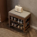 Solid Wood Shoe Bench with Storage, 2-Tier Shoe Storage Bench with Cushion by YQJJGL
