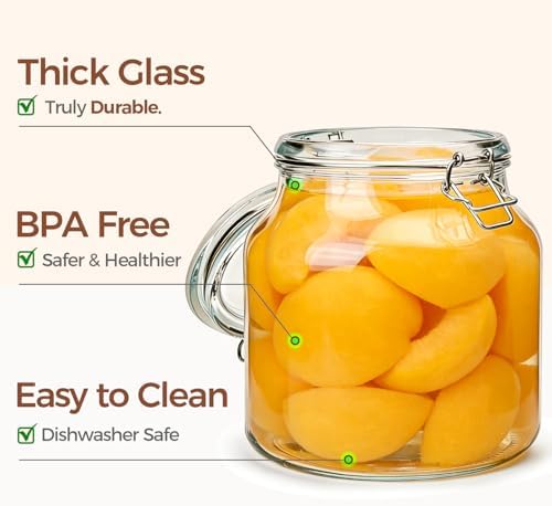 ComSaf Glass Pantry Jars with Airtight Lids 74 oz 2 Pack Large Wide Mouth - Image 5