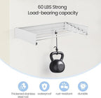 Wall Mounted Laundry Drying Rack, 2 PCS Carbon Steel Foldable & Retractable Clothes Drying Rack, Space Saving Adjustable Towel Holder for Bathroom, Laundry, Small Spaces (2PCS, White, 31.5") - Image 3