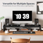 HOOBRO Dual Monitor Stand Riser, 39 Inch Large Computer Monitor Stand for 2 Monitors, Computer Monitor Riser, Desk Shelf Organizer for Office Desk, Accessories, Black BB121CJ01 - Image 6