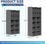 5 Tier Hanging Closet Organizer, 14 Compartments Dual Row Storage, Grey - Image 2