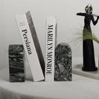Koville Natural Marble Bookends for Shelves, Decorative Book Ends, 7lbs Heavy-Duty Marble Book Holders, Bookshelf Apartment Decor for Normal Books/CD/Video Games(Olive Green) - Image 7