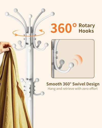 Metal Coat Rack, Modern Coat Rack Stand, 360°Rotary Coat Tree Stand - Image 3